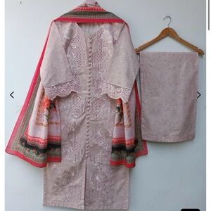 Elegant Pink Embroidered Kurta with Dupatta